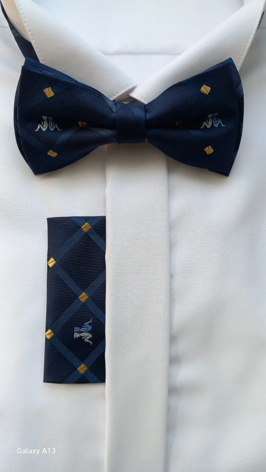 КПК3 Папийонка с кърпичка от 100% естествена коприна, тъмносиня