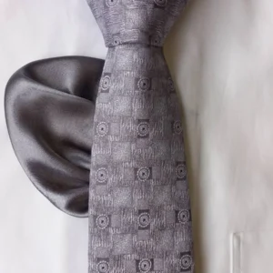 КВЖ348 Светлосива вратовръзка с кърпичка