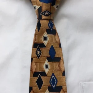 ВЖ351 Бежова вратовръзка с тъмносини и черни елементи