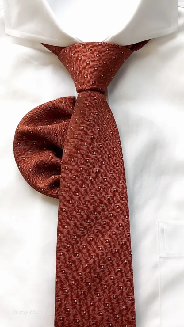 КВЖ095 Вратовръзка цвят брик с кърпичка