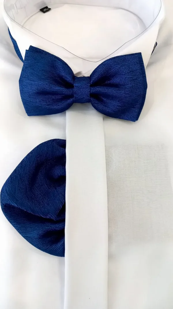 КПЖ026 Стилна папийонка в кралскосино в комплект с кърпичка